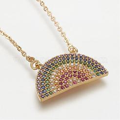 Colliers en laiton avec pendentif avec zircone cubique de micro pave&nbsp;NJEW-J051-19G
