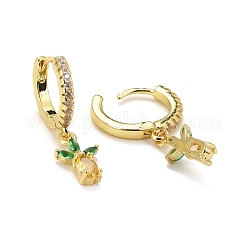 Orecchini a cerchio huggie con micro pavé di zirconi cubici in ottone placcato cremagliera&nbsp;EJEW-F278-14G