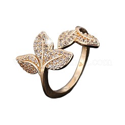 Messing Micro Pave klare Zirkonia Manschette offene Ringe&nbsp;WG28CF9-01