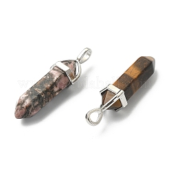 5 Stück 5 Stile natürliche gemischte Edelstein-Doppelend-Spitzanhänger&nbsp;G-YW0001-45
