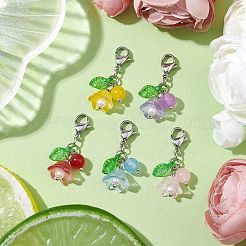 Verre à fleurs et pendentif en jade de malaisie naturel et teint&nbsp;HJEW-JM01985-02