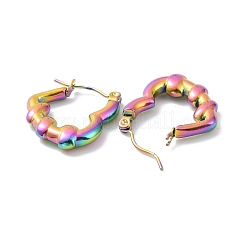 Pendientes de aro con forma de corazón de acero inoxidable 304 con baño de iones (IP) en color arcoíris para mujer&nbsp;EJEW-G293-20M
