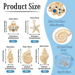 5 pièce 5 styles de breloques en laiton micro pavées en zircone cubique&nbsp;KK-TA0003-29