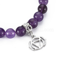 Pulseras de estiramiento con cuentas de ojo de tigre natural&nbsp;BJEW-S145-001B