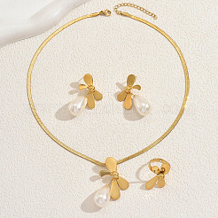 Elegante Ohrringe & Halsketten & Ringe aus Edelstahl mit Schleife für Damen&nbsp;BO7073
