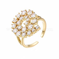 Anneau de manchette rond plat creux en laiton plaqué or véritable 18k&nbsp;RJEW-S045-129-NF