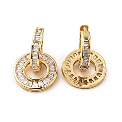 Orecchini pendenti a cerchio con doppio anello intrecciato con zirconi chiari&nbsp;EJEW-F288-12