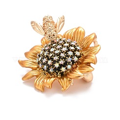 Sonnenblumen- und Bienenkristall-Strass-Abzeichen&nbsp;JEWB-E013-01G