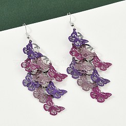 Schmetterlings-Ohrhänger aus 430er Edelstahl&nbsp;EJEW-A137-02P-02