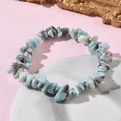 Braccialetti elastici con perline di larimar naturale per uomo e donna&nbsp;BJEW-C145-01A