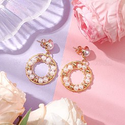 Boucles d'oreilles pendantes en perles de coquille d'anneau&nbsp;EJEW-TA00511