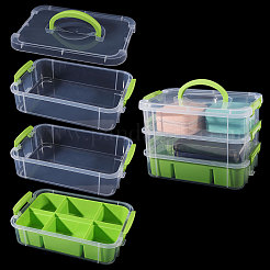 3-lagige Aufbewahrungsboxen aus Kunststoff mit Griffen&nbsp;CON-WH0095-212B