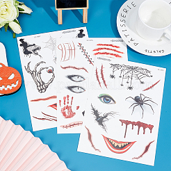 9 Blätter 9 Stile Halloween temporäre Gesichtstattoos&nbsp;STIC-WH0003-005