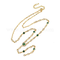 Collana con ciondolo a cuore in ottone con pavé di zirconi e nappa per donna&nbsp;NJEW-A071-01G-05