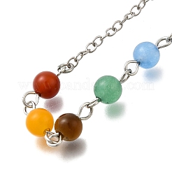 Chakra natürlicher roter Achat & Tigerauge & Amethyst & gefärbte Jade-Pendel&nbsp;G-M447-04ASP