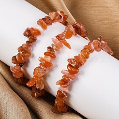 Bracelets extensibles perlés en cornaline naturelle / agate rouge unisexe&nbsp;BJEW-S143-01