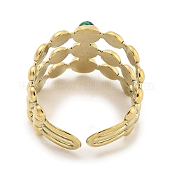 Anillos de puño de malaquita sintética de acero inoxidable 304 con revestimiento iónico (IP)&nbsp;G-Z056-05G-04