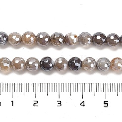 Brins de perles rondes en agate du Botswana naturelle galvanisée&nbsp;G-L598-A03-01