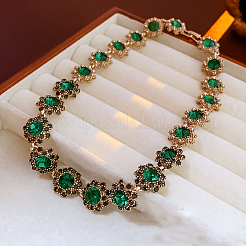 Legierung voller Strass Blume Link Kette Halsketten für Frauen&nbsp;WGB743E-04