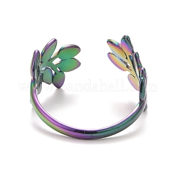 Bague ouverte en acier inoxydable 304 couleur arc-en-ciel avec placage ionique (IP) pour femme&nbsp;RJEW-C025-09M
