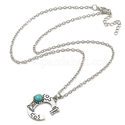 Lettre a ~ z en alliage plaqué argent antique avec colliers à pendentif turquoise synthétique&nbsp;NJEW-G080-01C