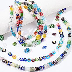 5 Strang 5 Stil Rechteck handgemachte Millefiori Glasperlen Stränge&nbsp;LK-OC0001-10