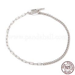 Rhodinierte Fußkettchen aus 925 Sterlingsilber mit Panzerkette und Büroklammerkette&nbsp;AJEW-F162-002P