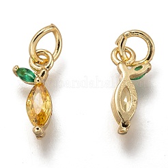 Breloques en laiton micro pavé or et zircone cubique verte&nbsp;X-ZIRC-I051-07G