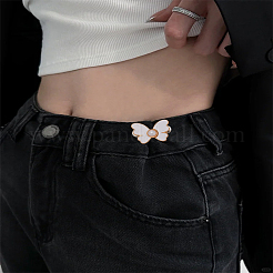 6 Stück 2 Farben Schmetterling Legierung Emaille mit Kunststoff Perle verstellbar Jeans Knopf Pins&nbsp;FIND-LP0008-92