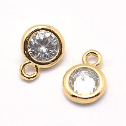 Ciondoli di zirconi in ottone&nbsp;KK-P119-33-7x5mm-G-NR