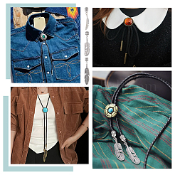 24 pièce 3 styles d'emembouts de cordon en alliage de style tibétain en plumes&nbsp;HJEW-NB00327