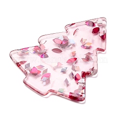 Pendentifs en acrylique opaque imprimés sapin de Noël&nbsp;OACR-Q080-02A