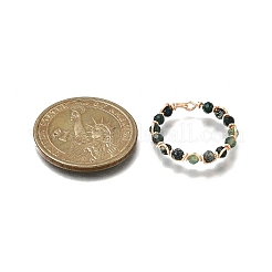 Fingerring aus geflochtenen Perlen aus natürlichem Edelstein&nbsp;RJEW-TA00217-01