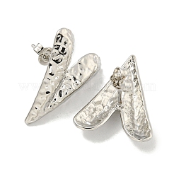 Orecchini a bottone in ottone con trama a cuore da donna&nbsp;EJEW-E312-02P