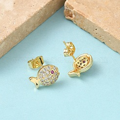 Pendientes de latón con micropavé de circonitas cúbicas transparentes&nbsp;EJEW-Z144-17G