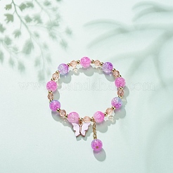 Bracelet extensible en acrylique et perles de verre bling&nbsp;BJEW-JB08540