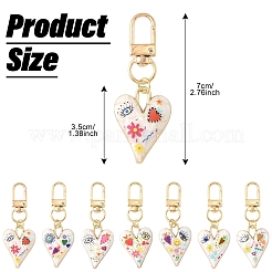 7 pz decorazioni pendenti in lega smaltata a forma di cuore&nbsp;KEYC-YW00203
