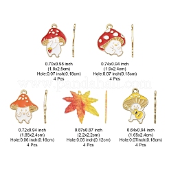 20 pièces 5 pendentifs en émail d'alliage de thème d'automne de style&nbsp;ENAM-FS0001-54