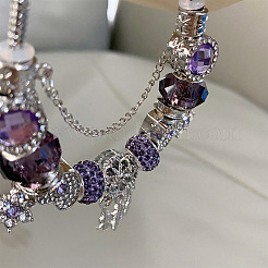 Charm-Armbänder aus europäischer Perlenlegierung mit Blumen und Federn&nbsp;FS-WG690AF-02