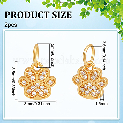 2 pièce 925 breloques en argent sterling micro pavées en oxyde de zirconium transparent en forme d'empreinte de patte&nbsp;STER-PH0004-65