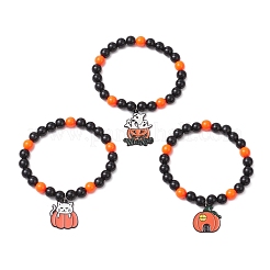 3 Stück Halloween-Charm-Armbänder aus Emaille&nbsp;BJEW-JB12010