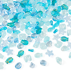 180 perle di vetro verniciate a spruzzo trasparenti in 9 stili&nbsp;GLAA-TA0004-43