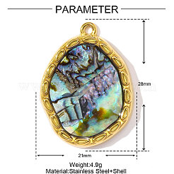 304 Edelstahl-Paua-Muschelanhänger&nbsp;STAS-OY002-13G