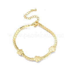 Fleur avec bracelet à maillons en émail mauvais œil avec chaînes de tennis en zircone cubique transparente&nbsp;BJEW-G650-03G