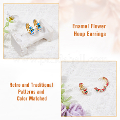 3 paire de boucles d'oreilles créoles à motif floral en laiton bicolore&nbsp;EJEW-FI0003-07