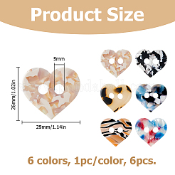 6 pz 6 bottoni in acetato di cellulosa colorati&nbsp;BUTT-HS0001-06