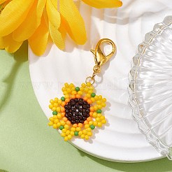 Decorazioni pendenti con perline di semi di girasole in vetro&nbsp;HJEW-MZ00137