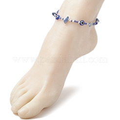 Tobilleras con cuentas de aventurina azul natural (teñida y calentada)&nbsp;AJEW-AN00694