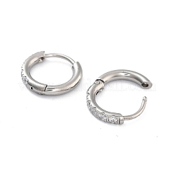 Boucles d'oreilles créoles en acier inoxydable chirurgical 316 avec zircones cubiques transparentes pour femmes&nbsp;EJEW-A109-01B-P