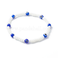 Glasperlen & handgemachte Bunte Malerei Perlen Stretch Armbänder Set für Eltern & Kind&nbsp;BJEW-JB06475